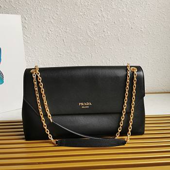 Prada Soft Black Leather Shoulder Bag 35x18x10.5cm