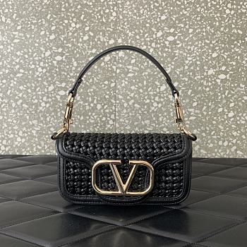 Valentino Alltime Foldover Top Shoulder Bag Black 19x10.5x5cm