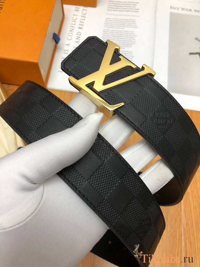 Louis Vuitton LV Damier Black Gold belt 4cm - 1