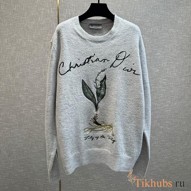 Dior Lily of the Valley Sweater Gray Jersey - 1