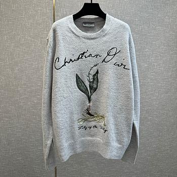 Dior Lily of the Valley Sweater Gray Jersey