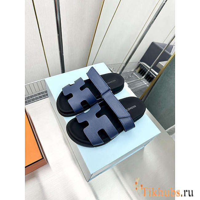 Hermes Paris Chypre Blue Sandals - 1