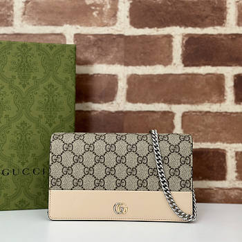 Gucci GG Marmont Chain Wallet Monogram Beige 20x12.5x4cm