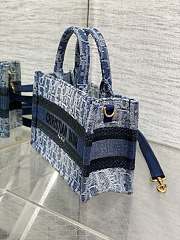 Dior Mini Book Tote Blue Denim Oblique Jacquard 21.5x13x7.5cm - 6