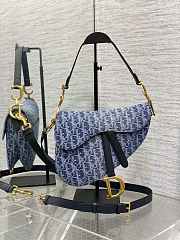 Dior Saddle Bag Strap Blue Denim Oblique 25.5 x 20 x 6.5 cm - 1