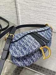 Dior Saddle Bag Strap Blue Denim Oblique 25.5 x 20 x 6.5 cm - 4