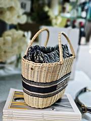 Dior Hat Basket Bag Natural Wicker Blue 35 x 20.5 x 11 cm - 6