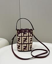 Fendi Mon Tresor Raffia Mini Bag Red Wine 18x12x10cm - 3