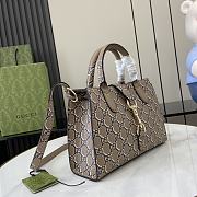 Gucci Small Tote Bag Shadow Taupe Leather 24x17.5x8.5cm - 5