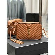 YSL Calfskin Monogram Lou Camera Bag Cinnamon 23x16x6cm - 1