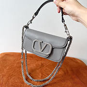 Valentino Small Shoulder Bag With Jewel Grey Logo 20x11x5cm - 3