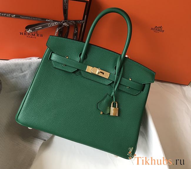 Hermes Birkin 25 Bag Green Togo Gold 25cm - 1