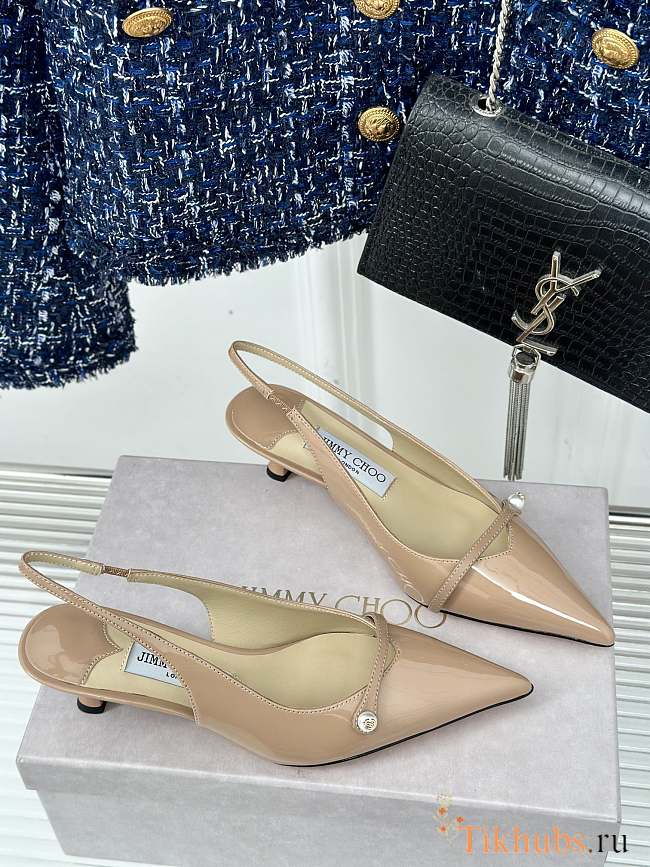 Jimmy Choo Amita Glitter Slingback Beige Ballerina Pumps 4.5cm - 1