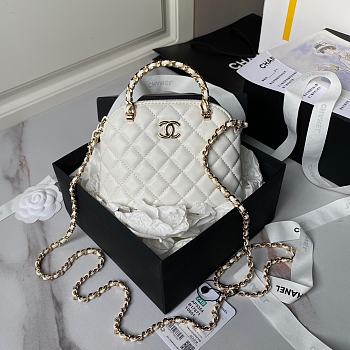 Chanel Clutch With Strap Lambskin Gold White 16x11x5.5cm