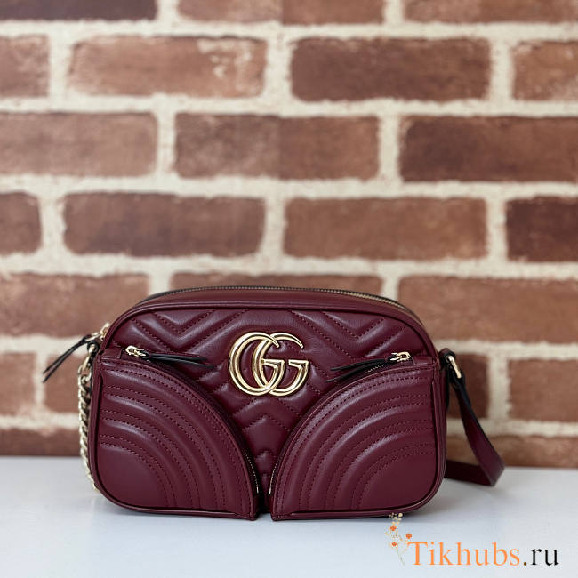 Gucci GG Marmont Small Shoulder Bag Red 24.5x15x9cm - 1