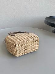 Miu Miu Wicker Leather Handbag Tan 19x14.5x9.5cm - 3