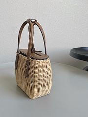 Miu Miu Wicker Leather Handbag Tan 19x14.5x9.5cm - 4