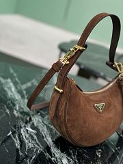 Prada Arqué Suede Shoulder Bag Cocoa Brown 22.5x18x5x6cm - 3