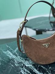 Prada Arqué Suede Shoulder Bag Cocoa Brown 22.5x18x5x6cm - 2