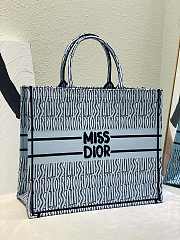 Dior Large Book Tote Pale Blue Black Allover 42cm - 4