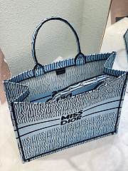 Dior Large Book Tote Pale Blue Black Allover 42cm - 2