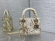 Dior Lady Bag White Calfskin Printed Bead D’Hiver 17cm - 1