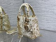 Dior Lady Bag White Calfskin Printed Bead D’Hiver 17cm - 5