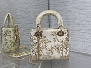 Dior Lady Bag White Calfskin Printed Bead D’Hiver 17cm - 4