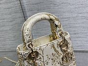 Dior Lady Bag White Calfskin Printed Bead D’Hiver 17cm - 3