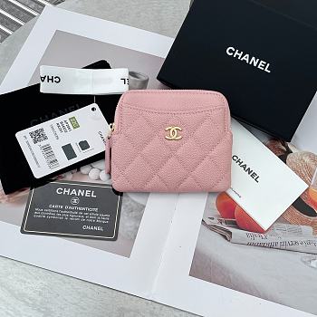 Chanel Card Holder Pink Caviar Gold 11x9.5x1.5cm