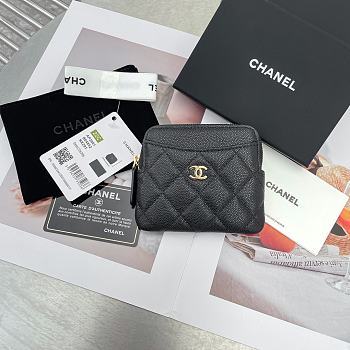 Chanel Card Holder Black Caviar Gold 11x9.5x1.5cm