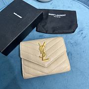 YSL Small Envelope Wallet Beige Gold 13x9x3cm - 1