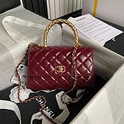 Chanel Coco Handle Bag Red Wine Lambskin Gold 23cm - 1