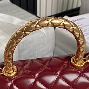 Chanel Coco Handle Bag Red Wine Lambskin Gold 23cm - 5