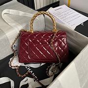 Chanel Coco Handle Bag Red Wine Lambskin Gold 23cm - 3