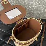 Valentino Vlogo Signature Wicker Vanity Bag Tan 19x13.5x13cm - 5