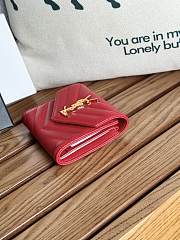 YSL Small Envelope Wallet Red Gold 13x9x3cm - 5