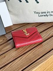 YSL Small Envelope Wallet Red Gold 13x9x3cm - 3