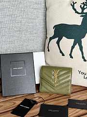 YSL Small Envelope Wallet Green Gold 13x9x3cm - 1