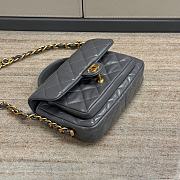 Chanel 24A Handle Flap Bag Grey Gold Lambskin 19cm - 5