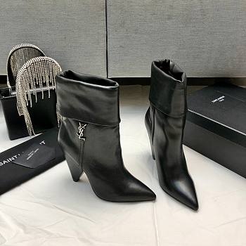 YSL Ankle Black Boots Heel 9cm