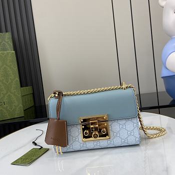 Gucci Padlock Small Shoulder Bag Blue 20x12x8cm