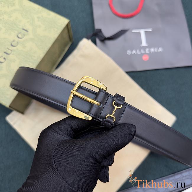 Gucci Black Belt Gold 3cm - 1