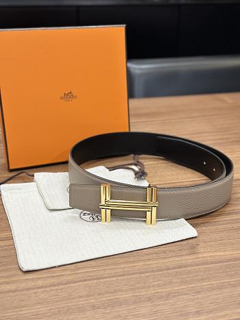 Hermes Black Grey Belt 3.8cm