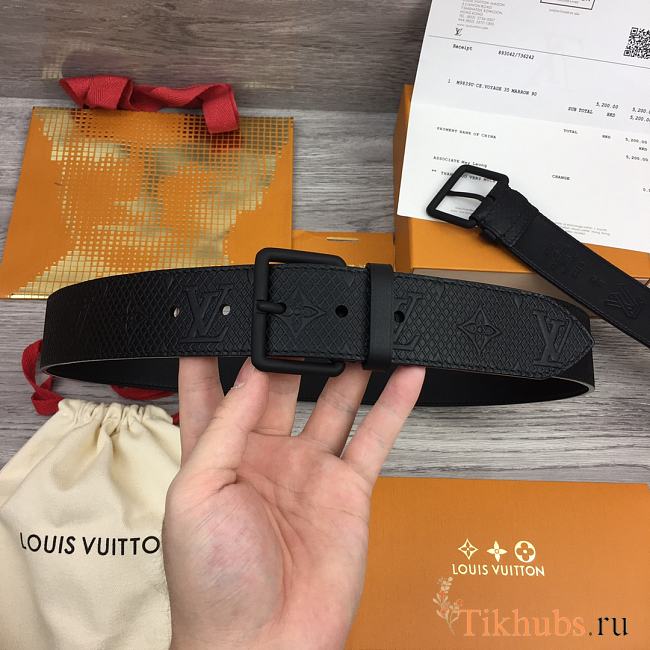 Louis Vuitton LV Black Belt width 4cm - 1