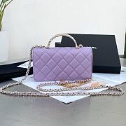 Chanel Flap Bag Handle Purple Lambskin 17x10x3cm - 2