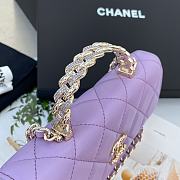 Chanel Flap Bag Handle Purple Lambskin 17x10x3cm - 3