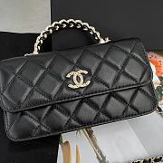 Chanel Flap Bag Handle Black Lambskin 17x10x3cm - 2