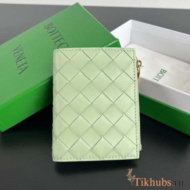 Bottega Veneta Small Bi-Fold Zip Wallet Green 11.5x9cm - 1