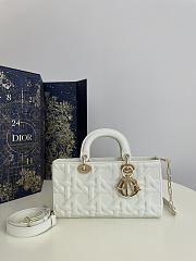 Dior Medium Lady D-Joy Bag White Graphic Cannage Calfskin 26 x 13.5 x 5 cm - 1